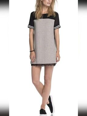 Maison Scotch Baseball Inspired Mesh & Sweat Mixed Dress (2015)